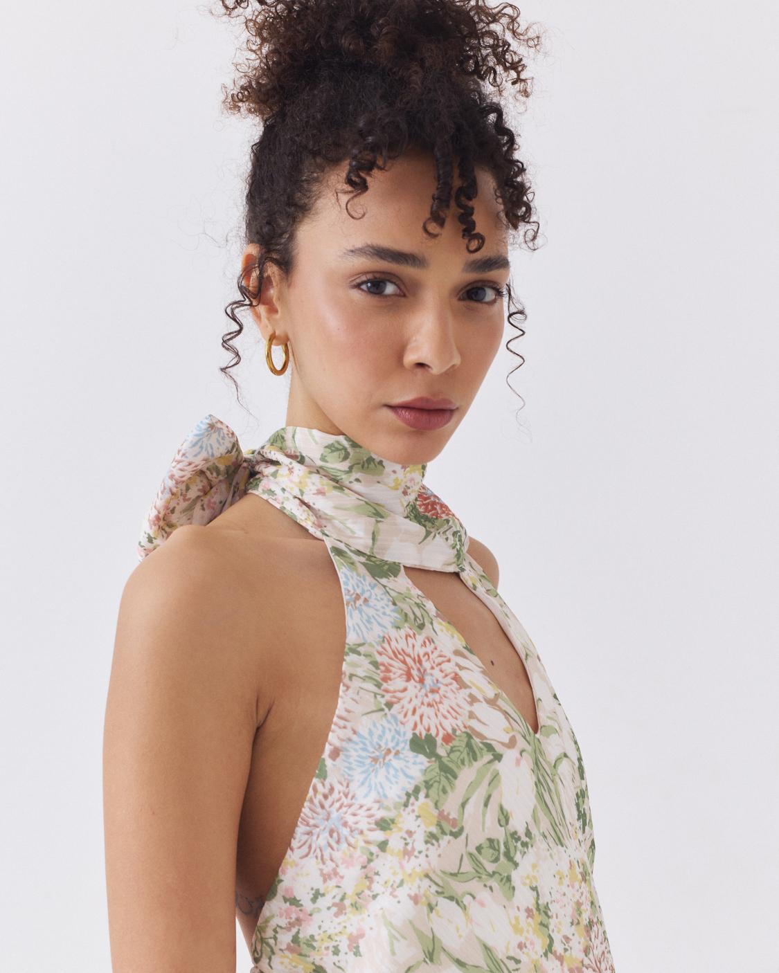 TOP CUELLO HALTER ESTAMPADO