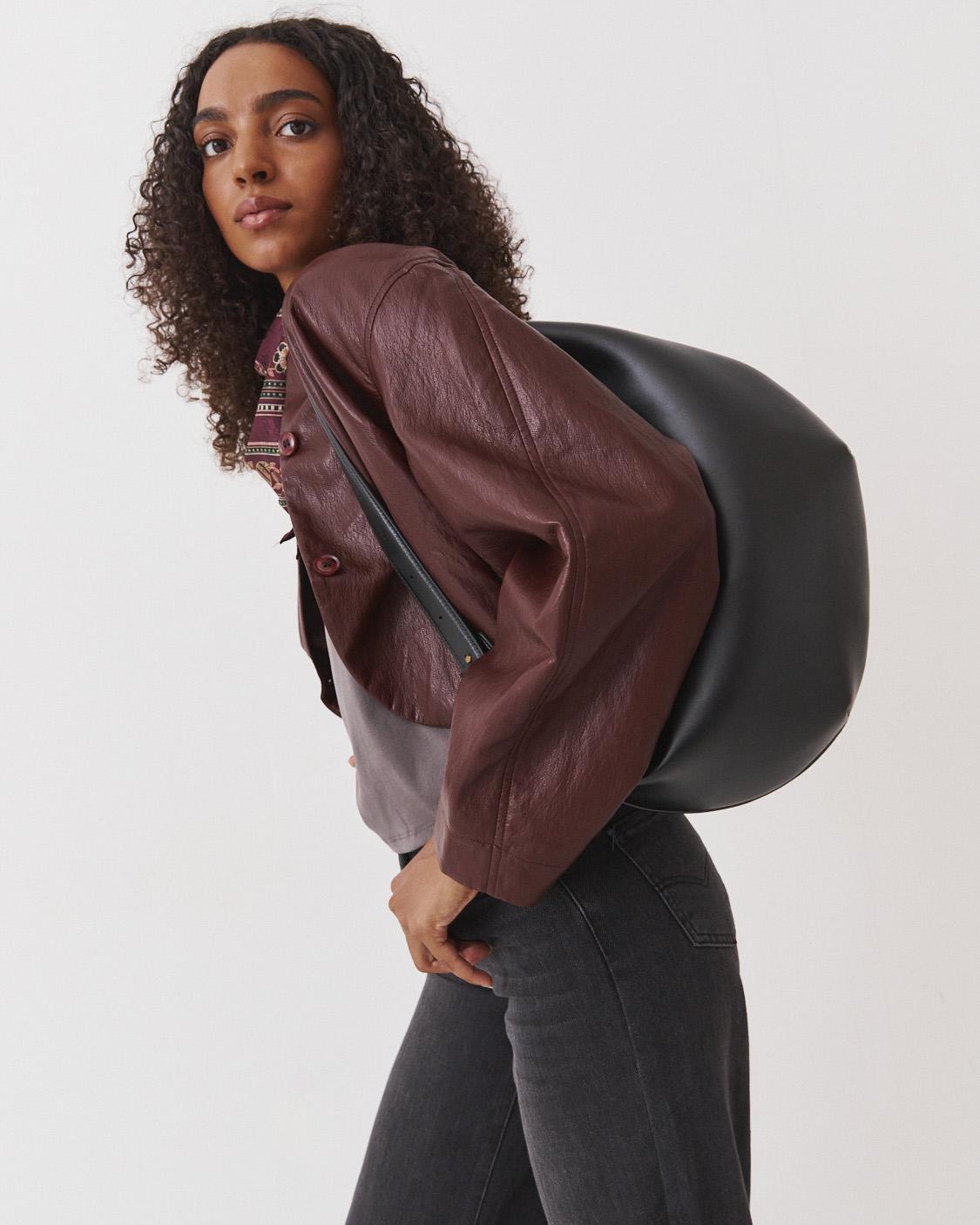 FAUX LEATHER HOBO BAG