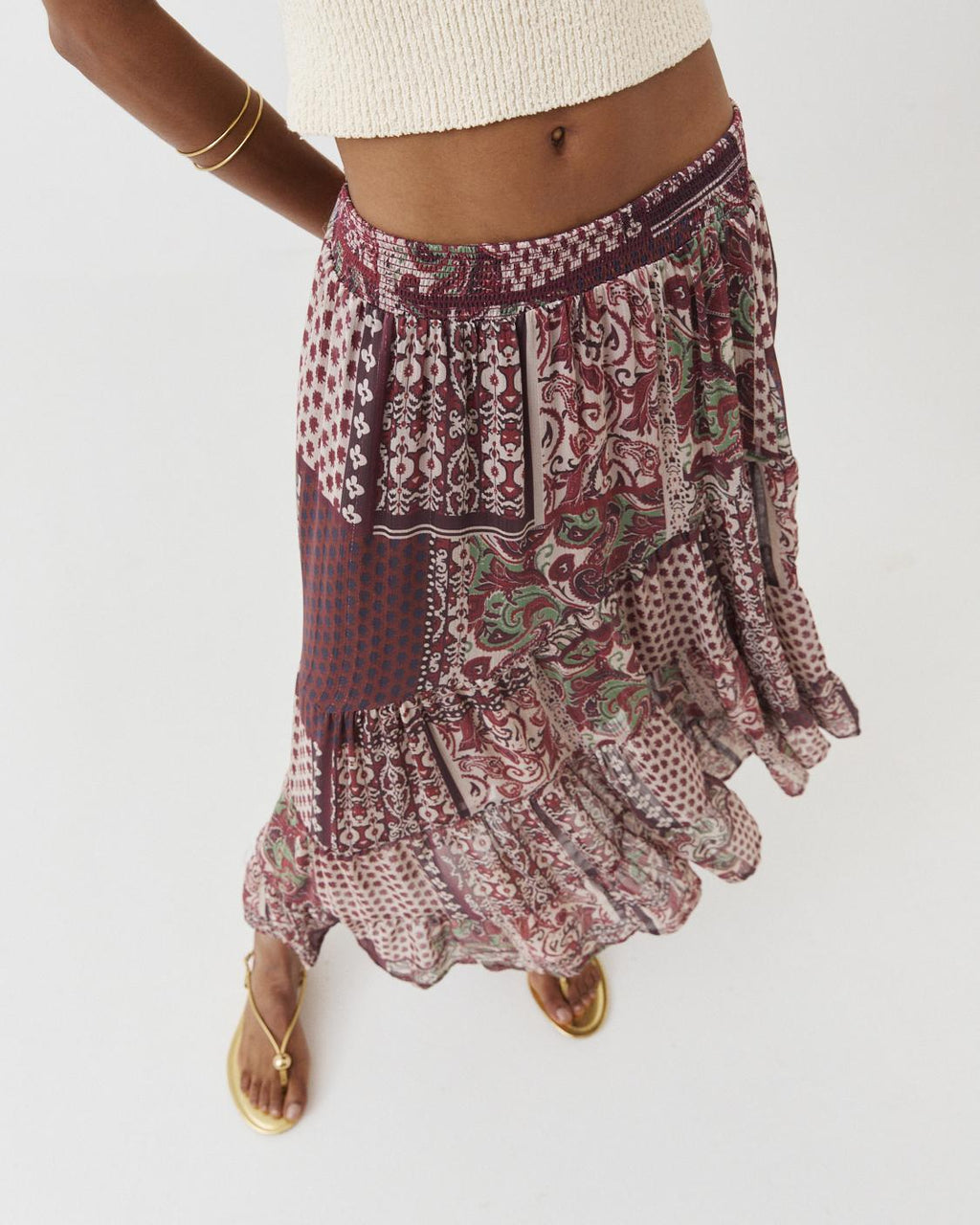 FALDA MIDI ESTAMPADA ASIMÉTRICA