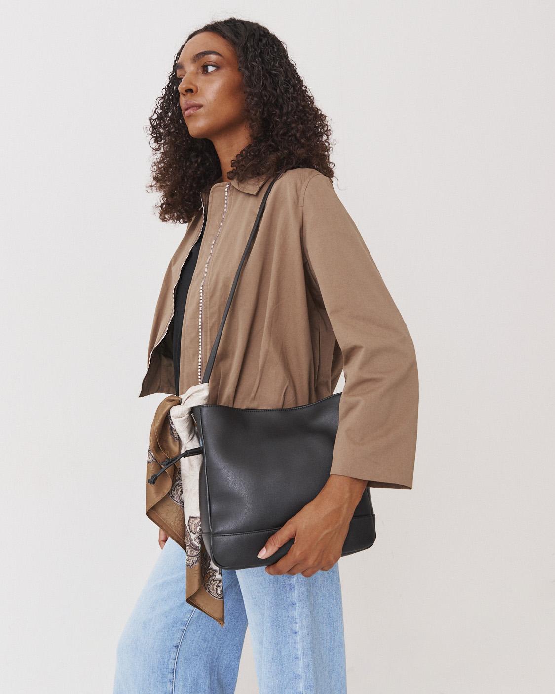 FAUX LEATHER BUCKET BAG