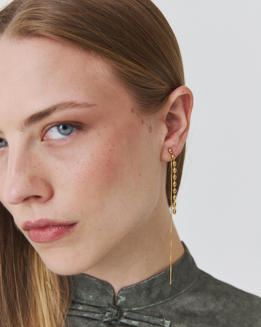 LONG BEADED CHAIN EARRINGS