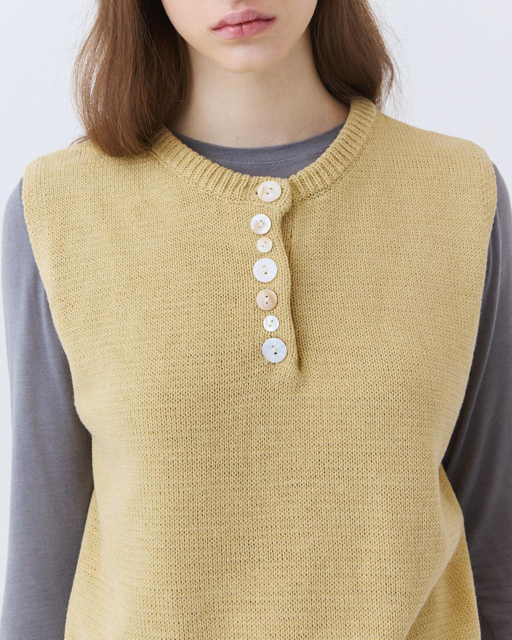 ASYMMETRIC BUTTON KNIT VEST