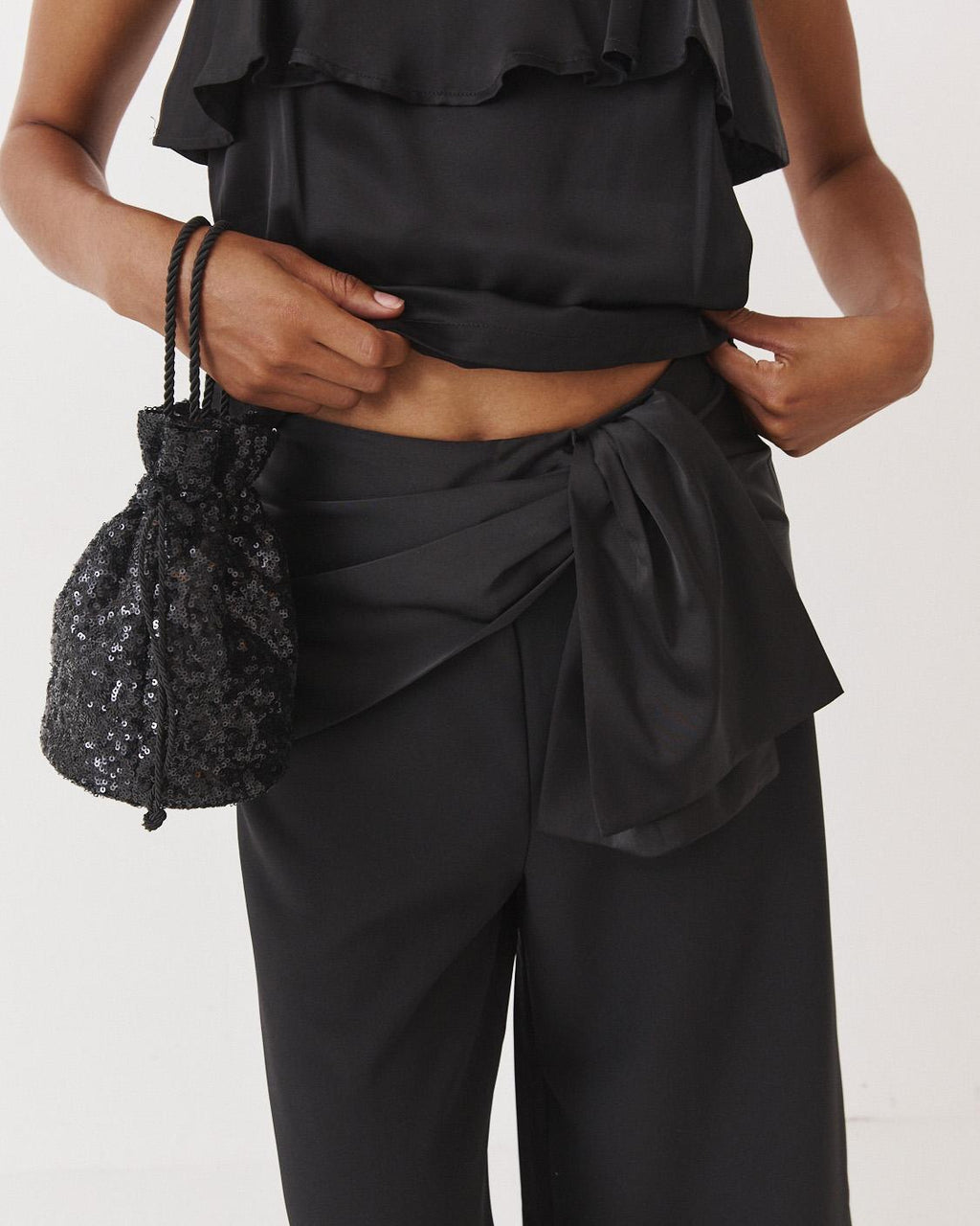 PALAZZO PANTS WITH TIE BELT