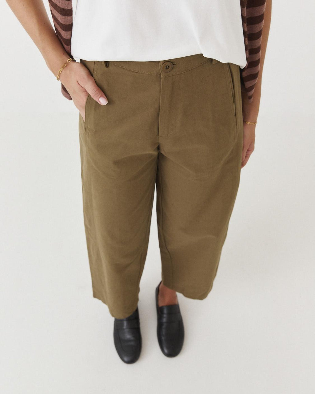 WIDE LEG STITCHED TROUSERS