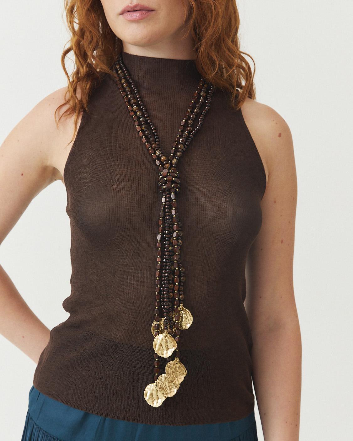 COLLAR MÚLTIPLE NUDO MADERA
