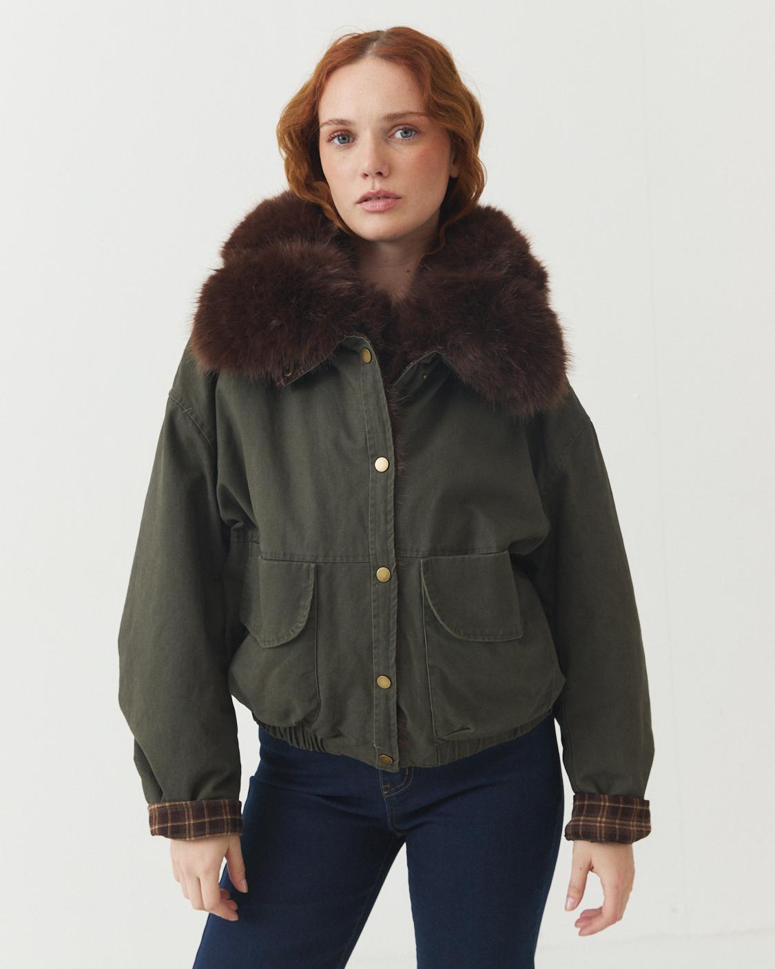 CHAQUETA ACOLCHADA CUELLO PELO