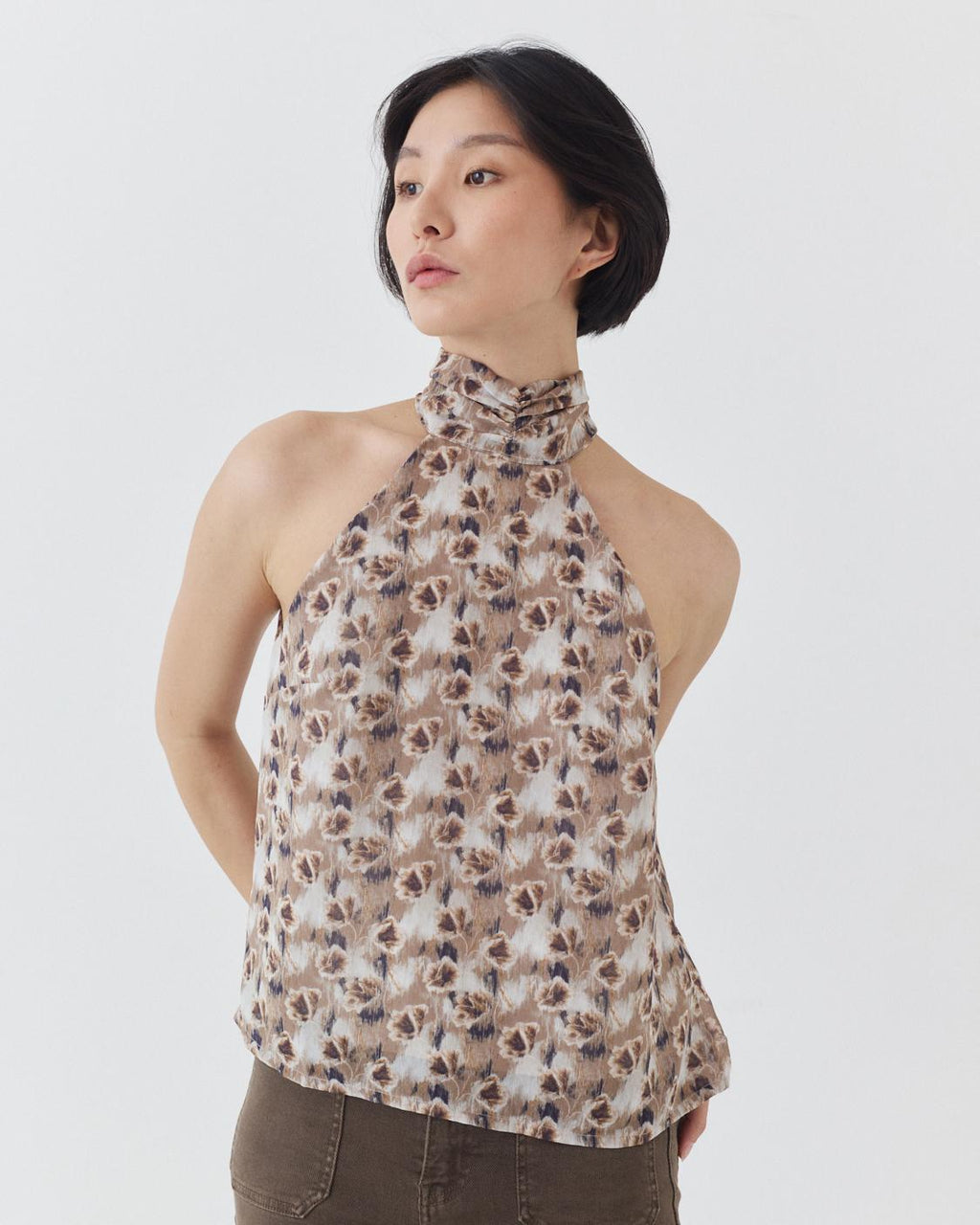 PRINTED HALTER NECK TOP