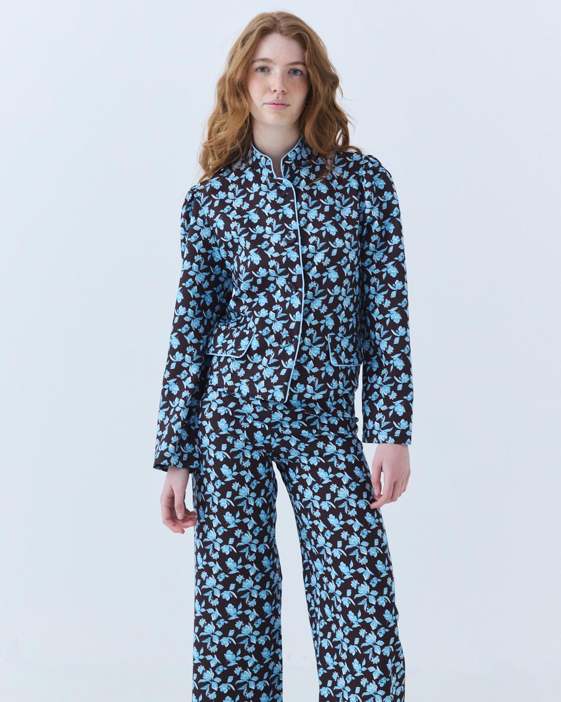 MANDARIN COLLAR PRINTED JACKET