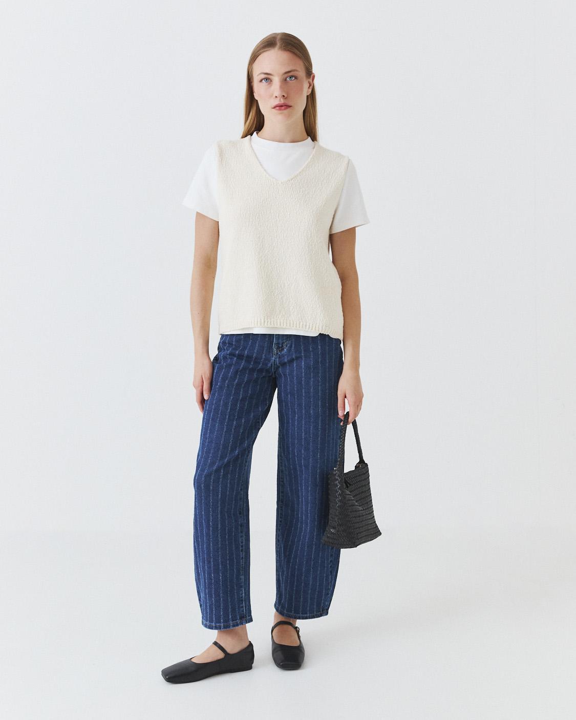 STRIPED EFFECT BALLOON JEANS