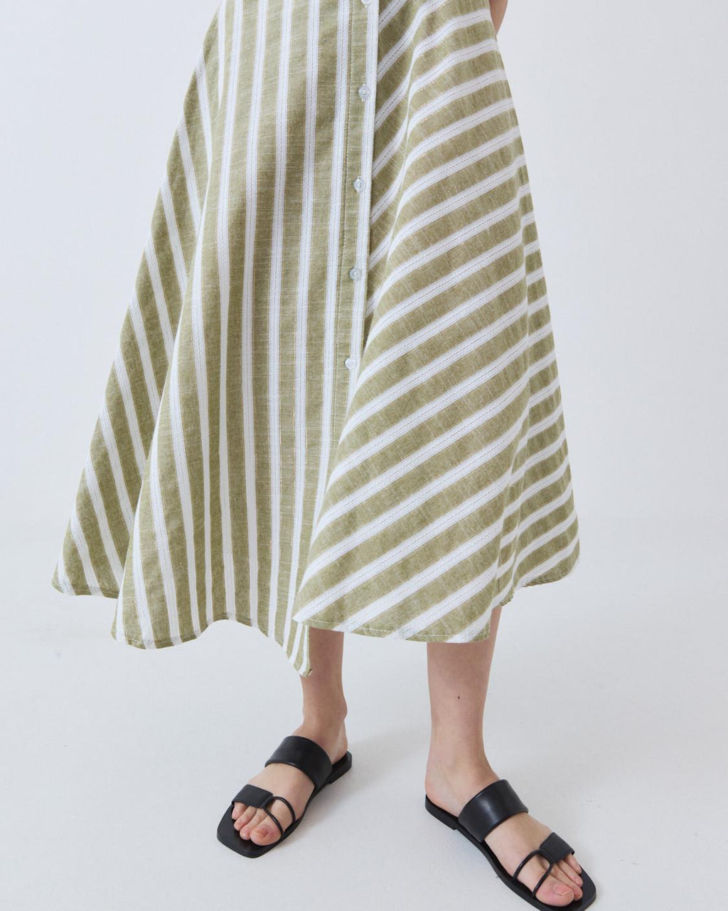 STRIPED MIDI SKIRT