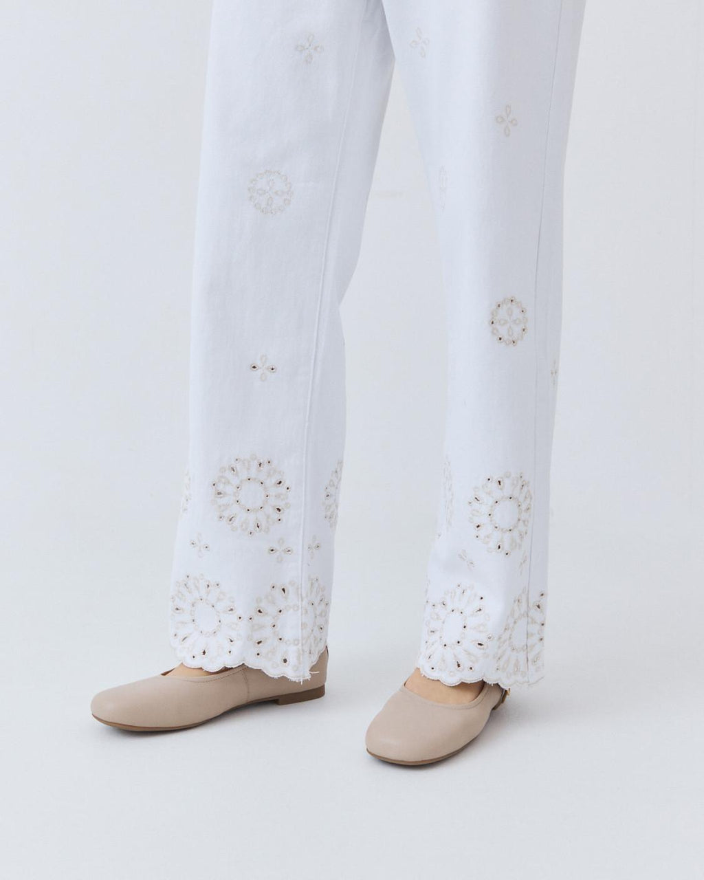 EMBROIDERED HEM TROUSERS