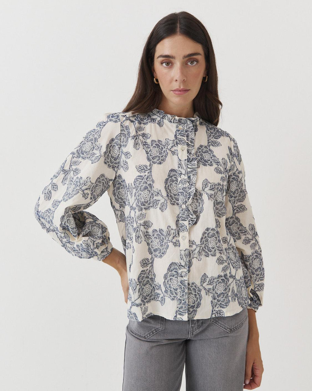 CAMISA JACQUARD FLORES