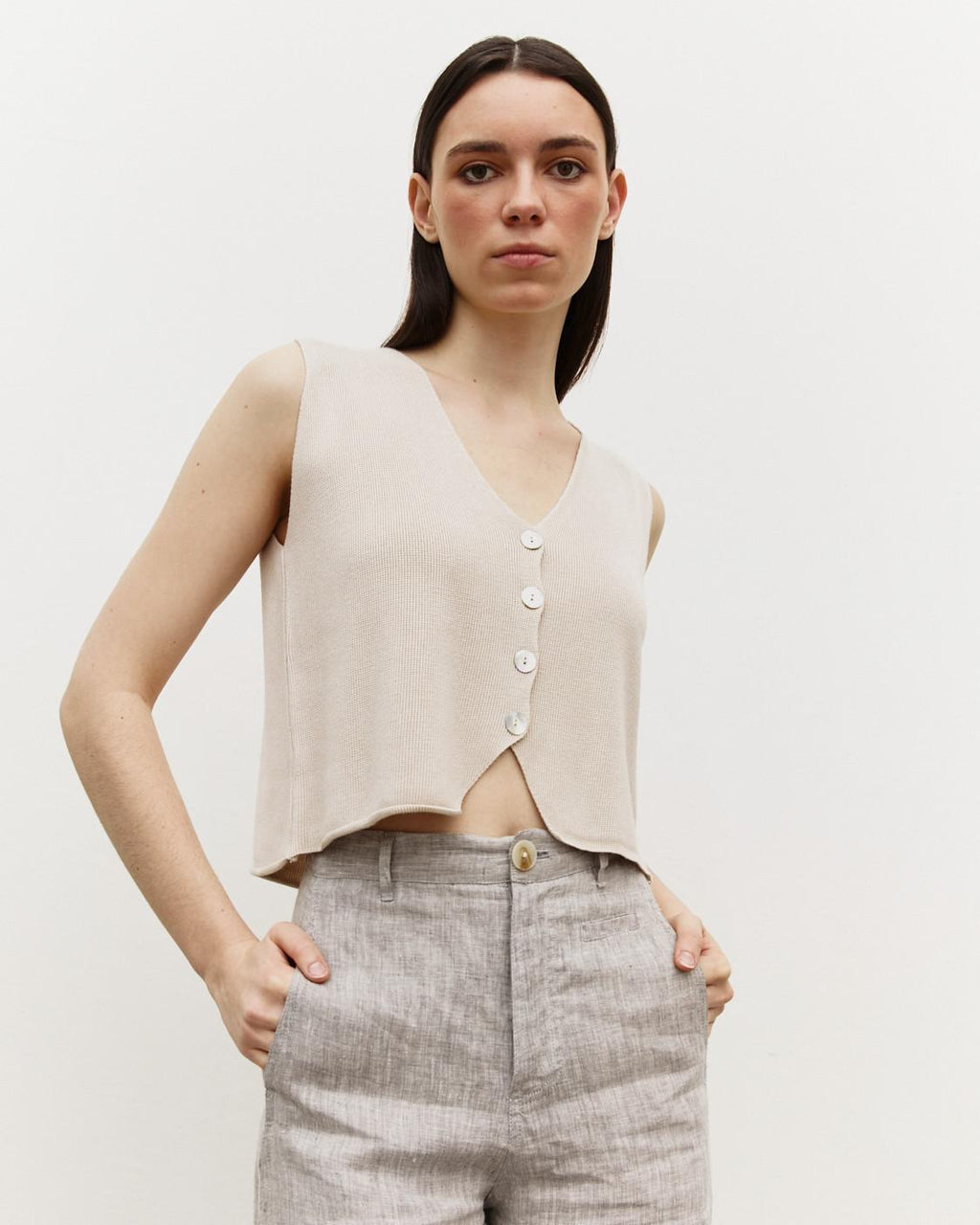 BUTTON-FRONT KNIT VEST