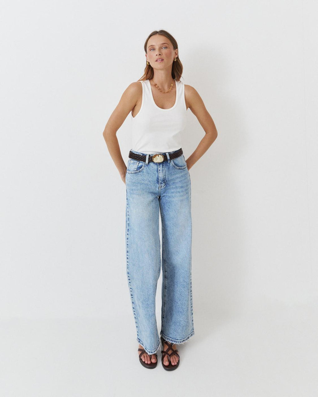 BRAIDED BELT WITH MOTHER-OF-PEARL BUCKLE