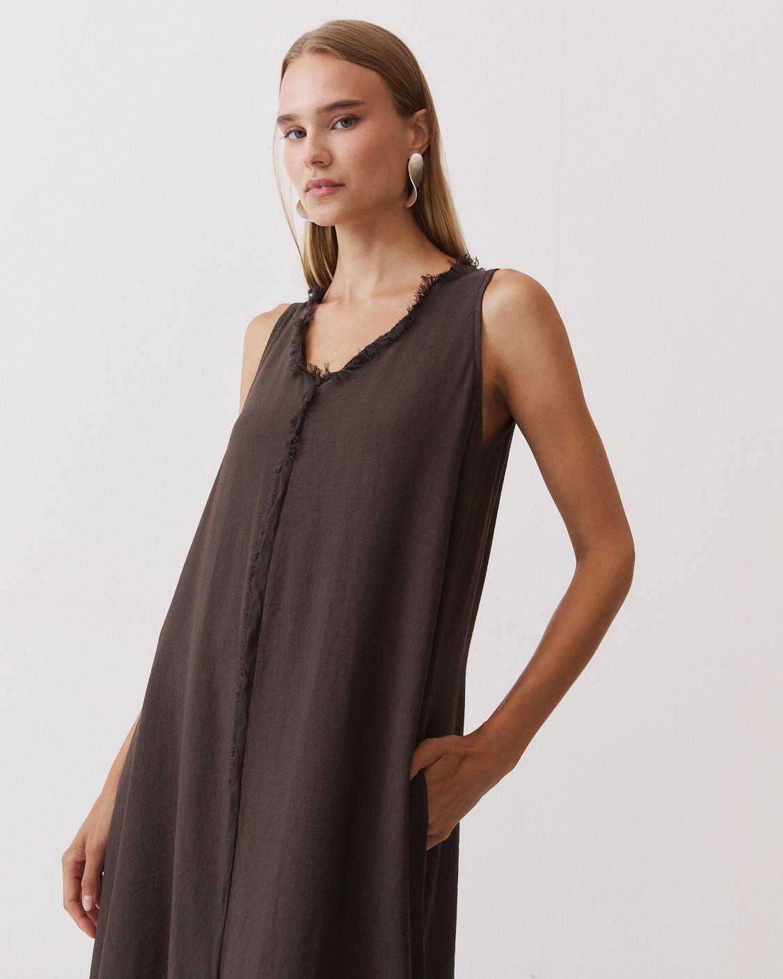 VESTIDO LARGO ESCOTE PICO FLECOS