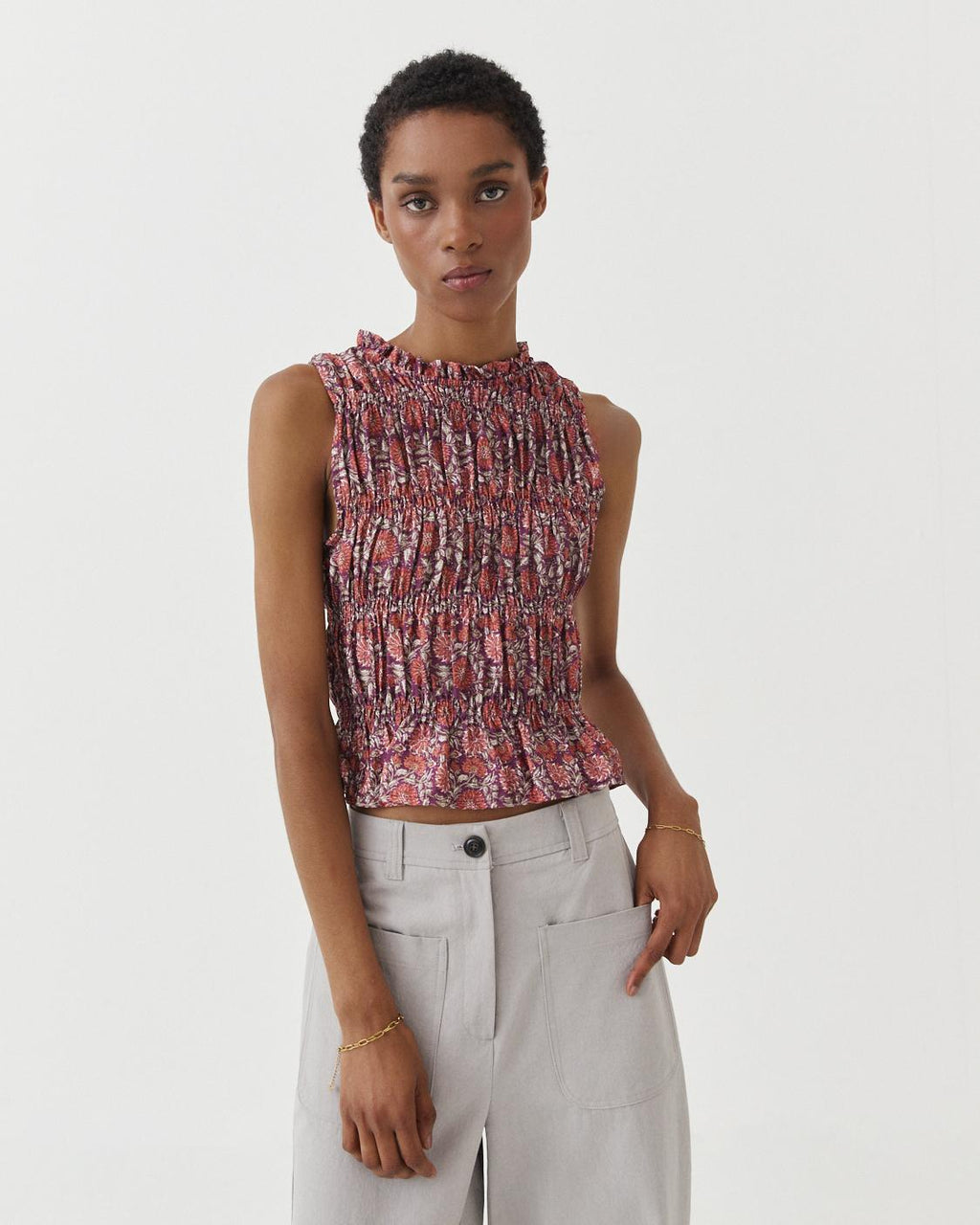 RUFFLED PRINTED TOP