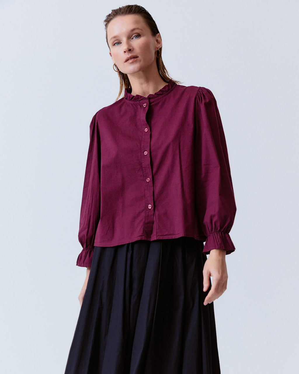 RUFFLED COLLAR SHIRT