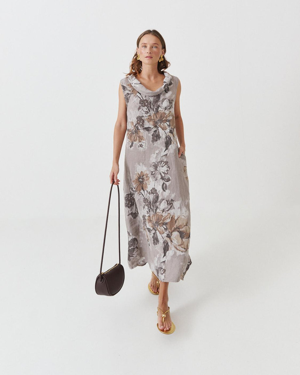 PRINTED LINEN DRESS