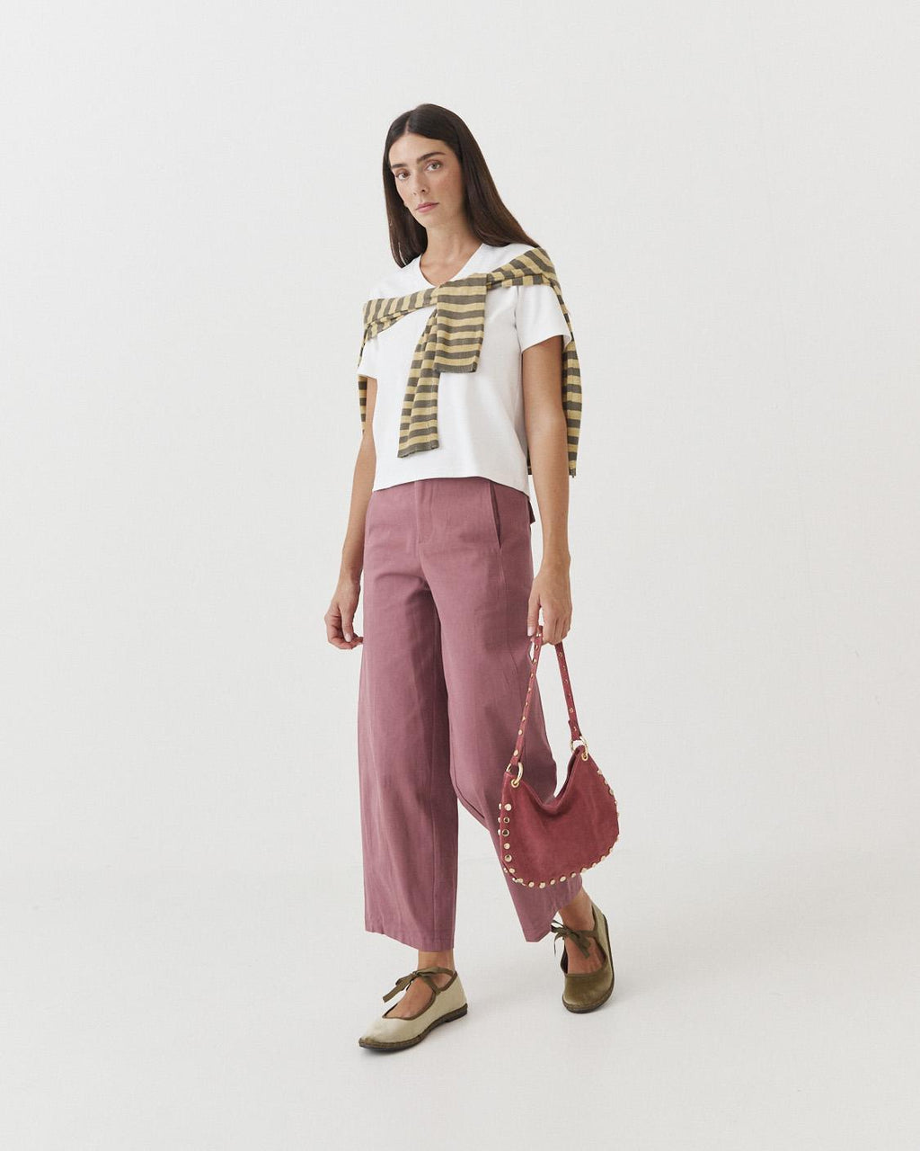 WIDE LEG STITCHED TROUSERS