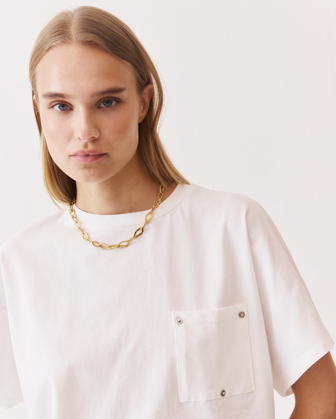 BOXY T-SHIRT WITH METALLIC APPLIQUÉS
