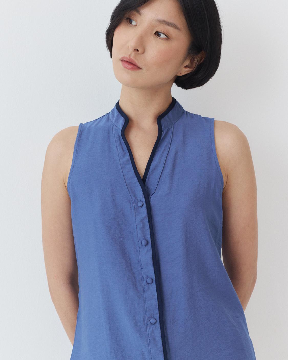 BLUSA CUELLO MAO CONTRASTE