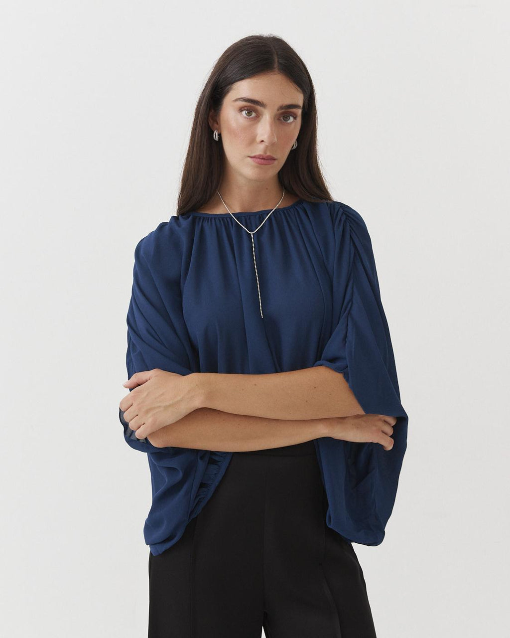 SEMI-SHEER FLOWY BLOUSE