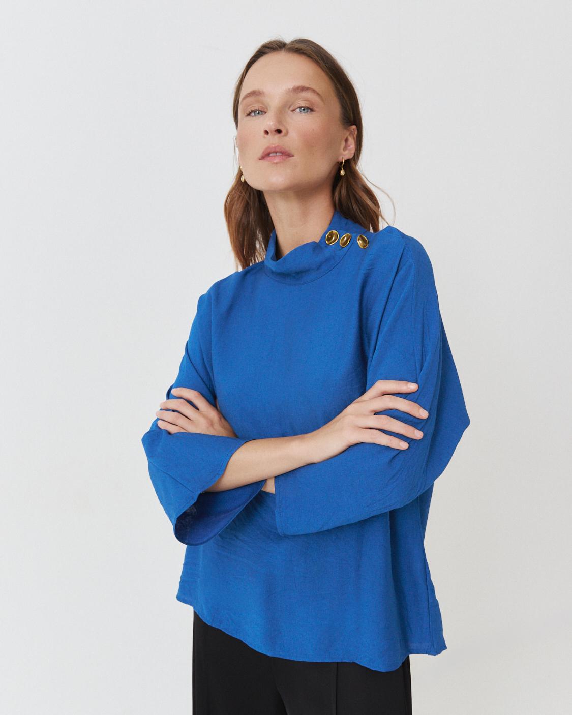 HIGH NECK BUTTON BLOUSE