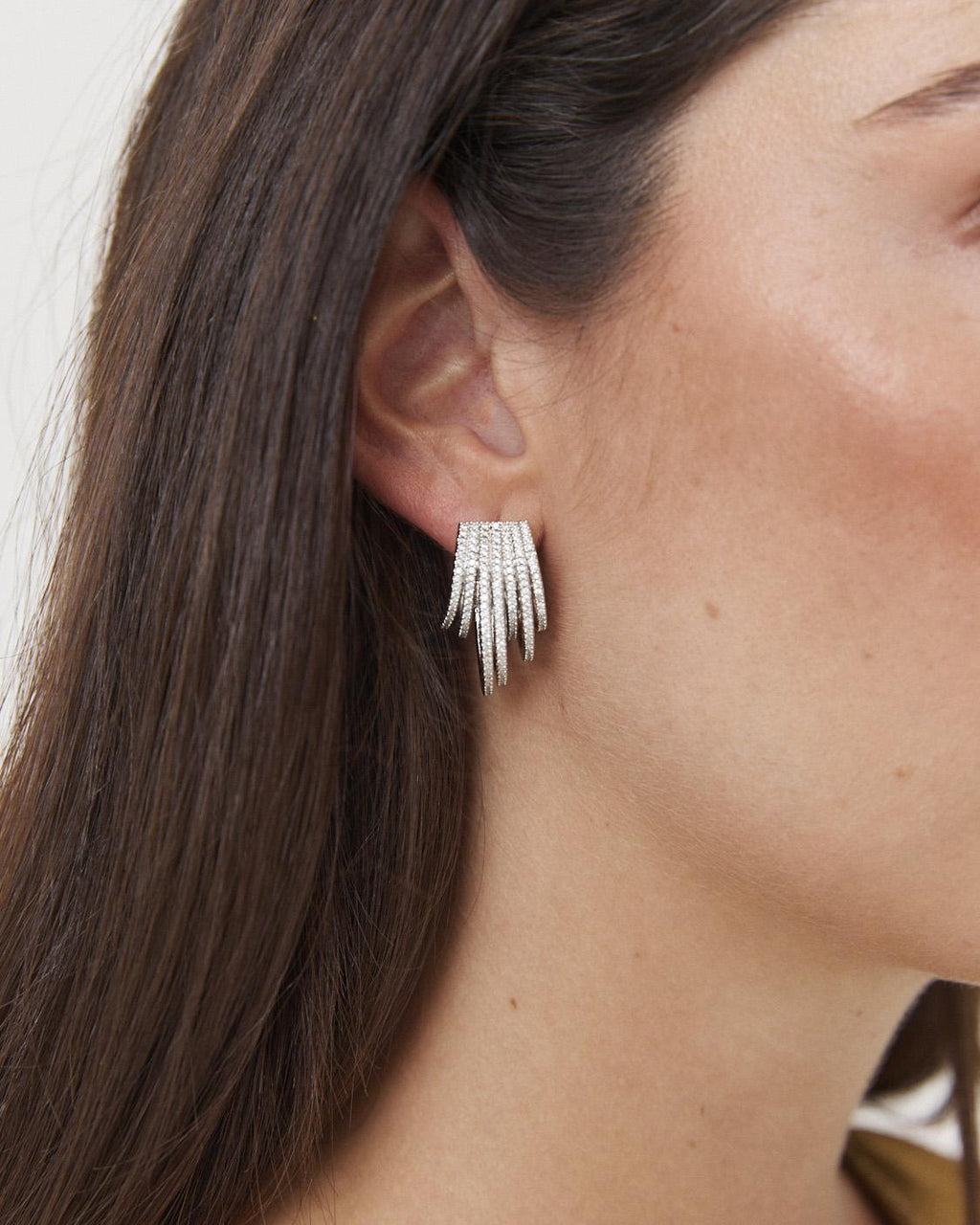 PENDIENTES AROS CASCADA PLATA