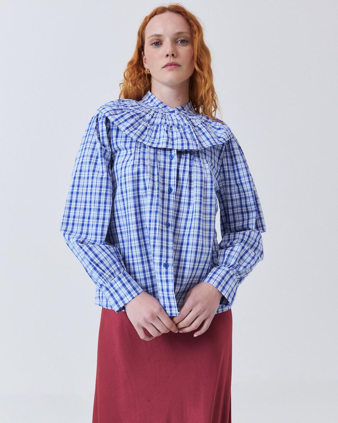 CAMISA CUADROS CUELLO VOLANTE