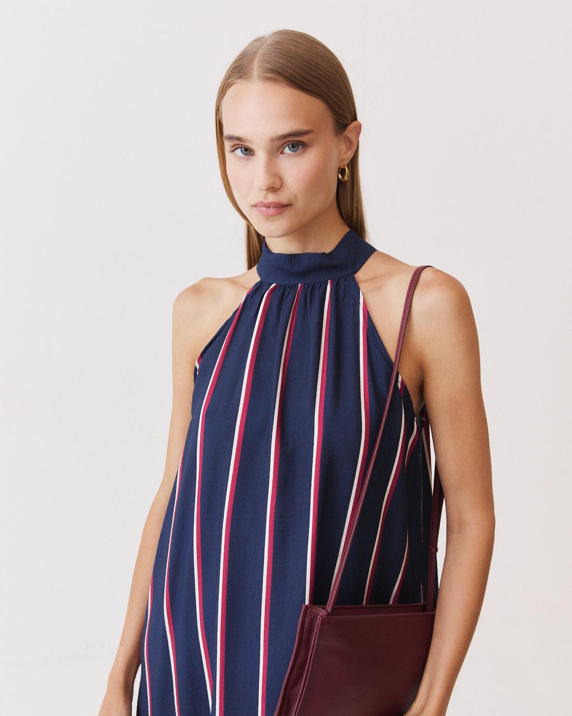 VESTIDO LARGO HALTER RAYAS