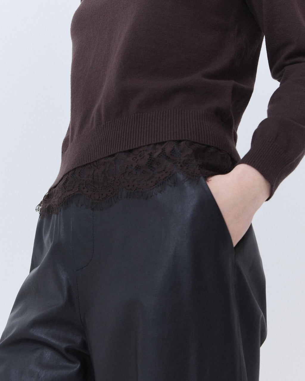 KNIT SWEATER WITH LACE HEM