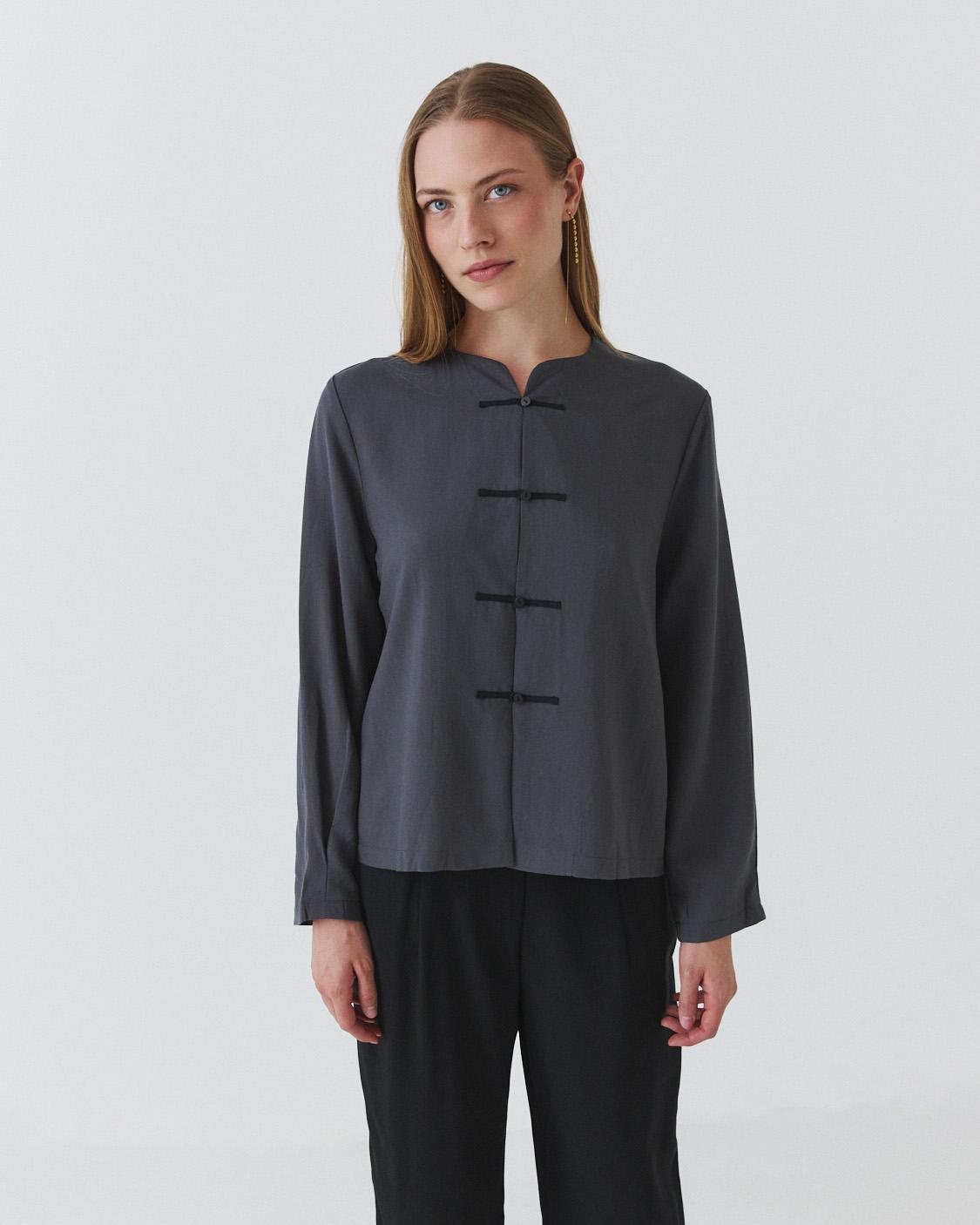BLUSA QIPAO CONTRASTE