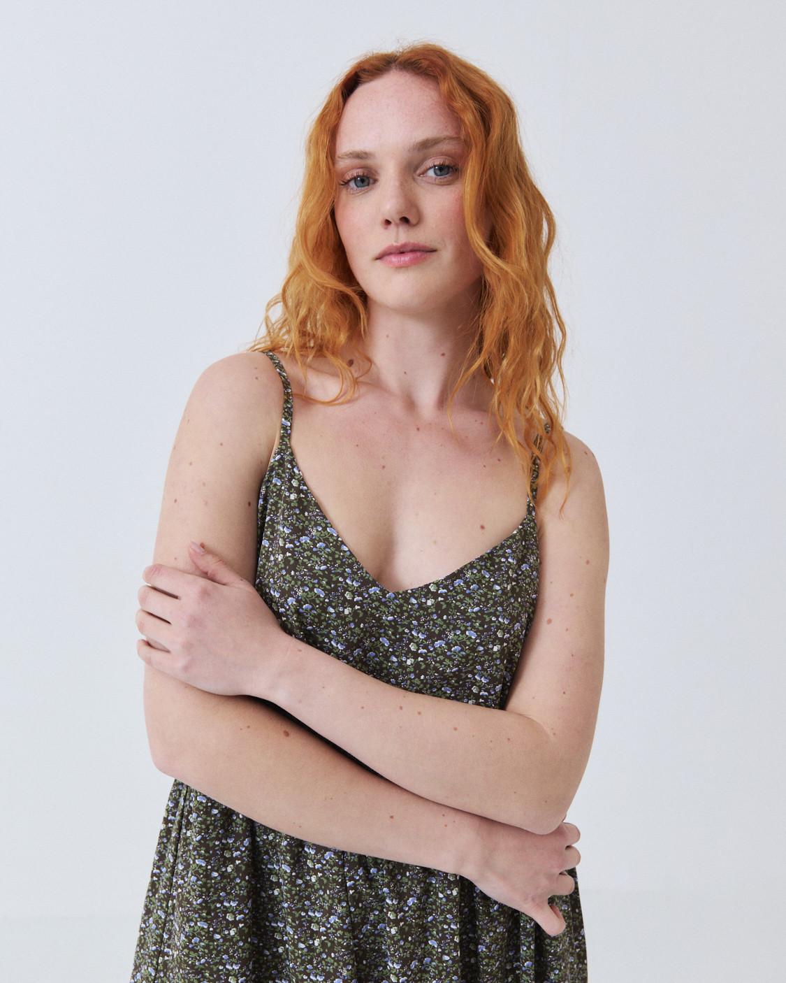 VESTIDO MIDI TIRANTES VOLANTES