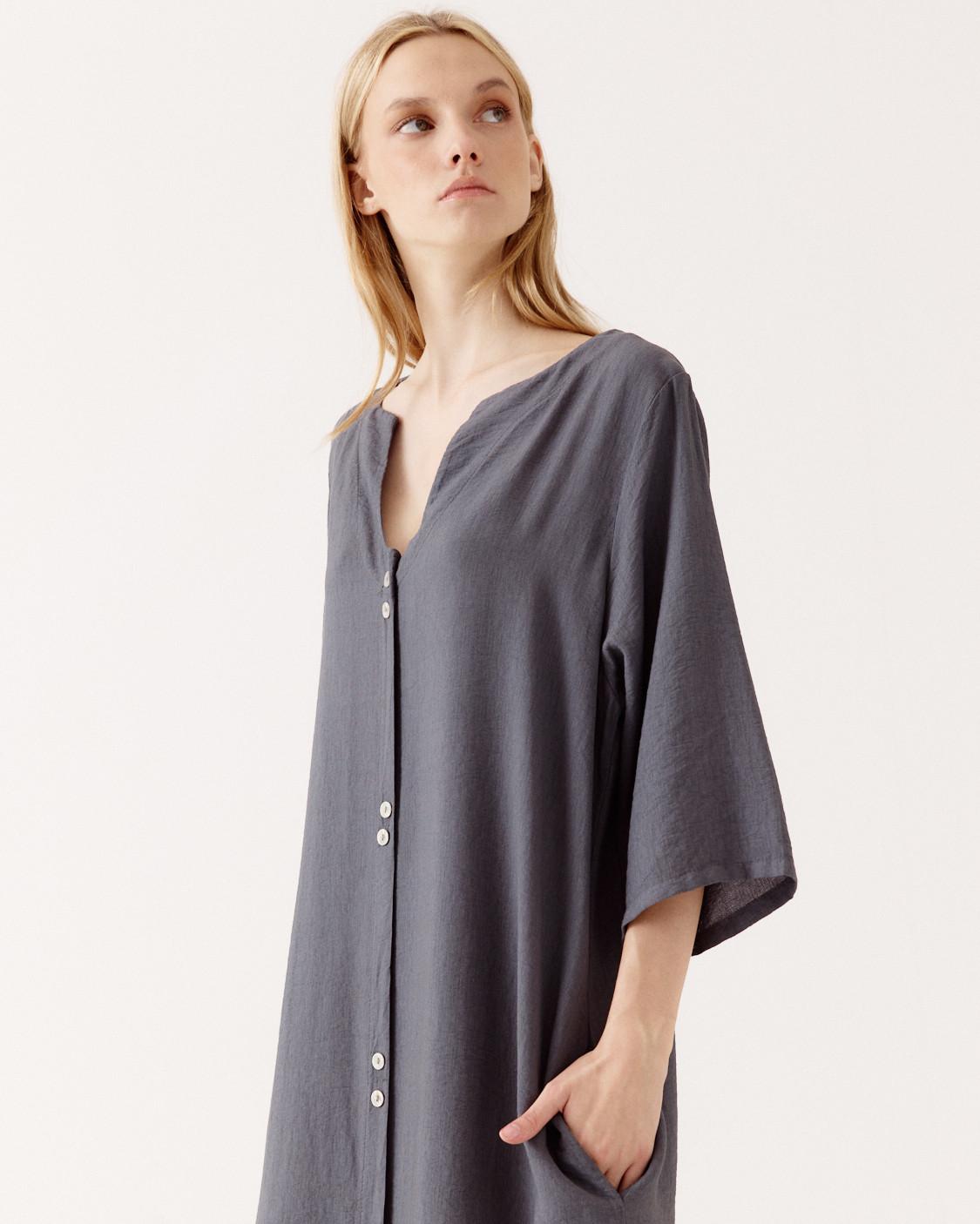 VESTIDO CAMISERO MANGA CAÍDA
