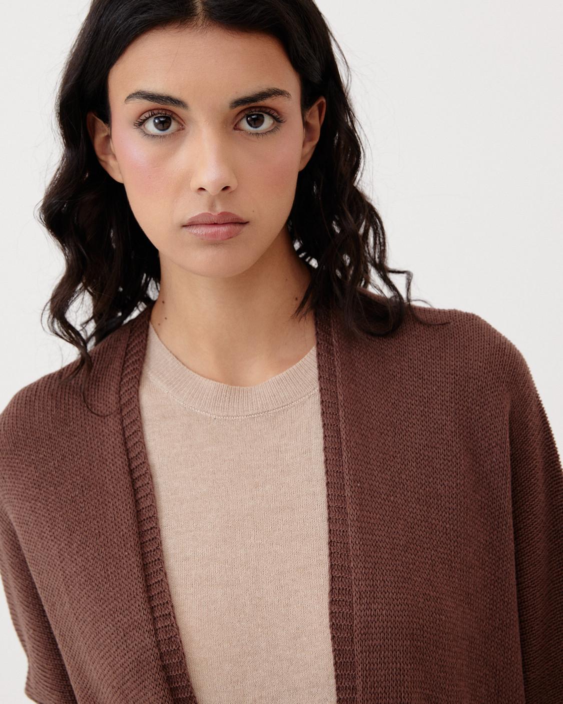SHORT SLEEVE BATWING KNIT CARDIGAN