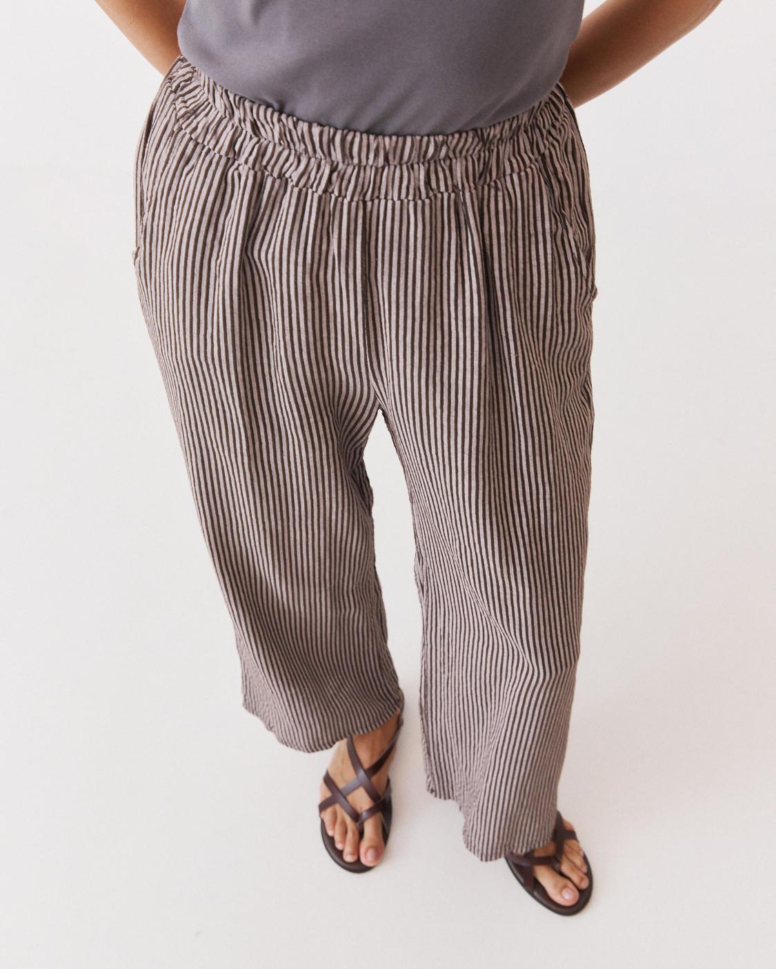 STRIPED WIDE-LEG TROUSERS