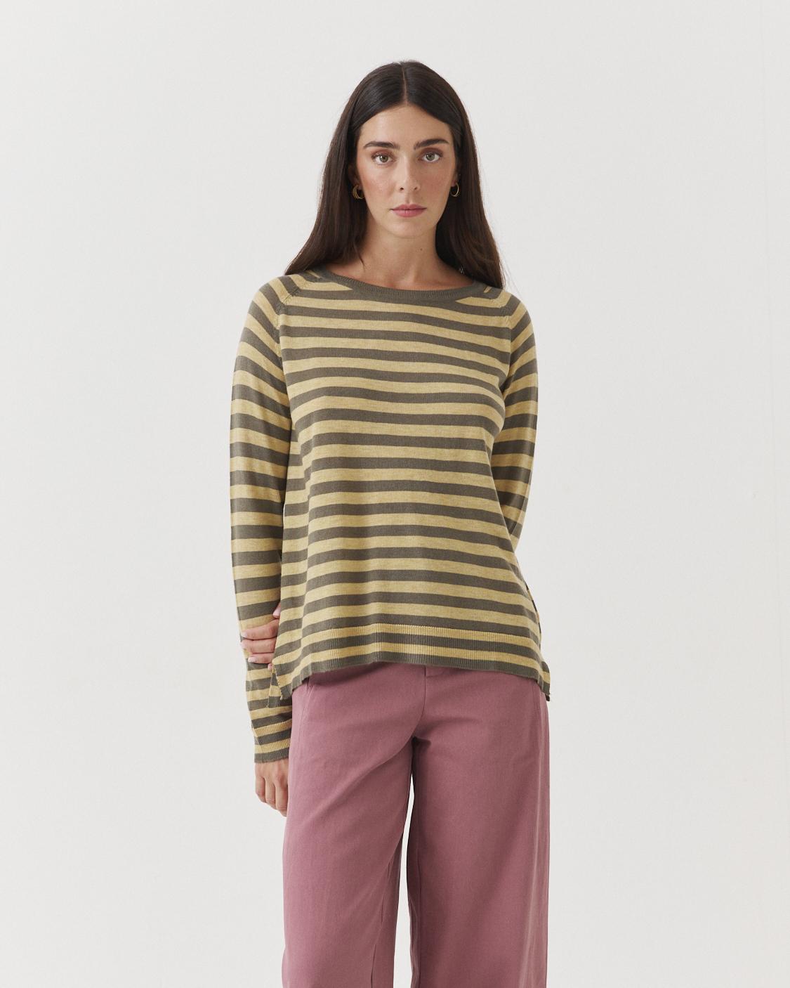 STRIPED CREW NECK SWEATER
