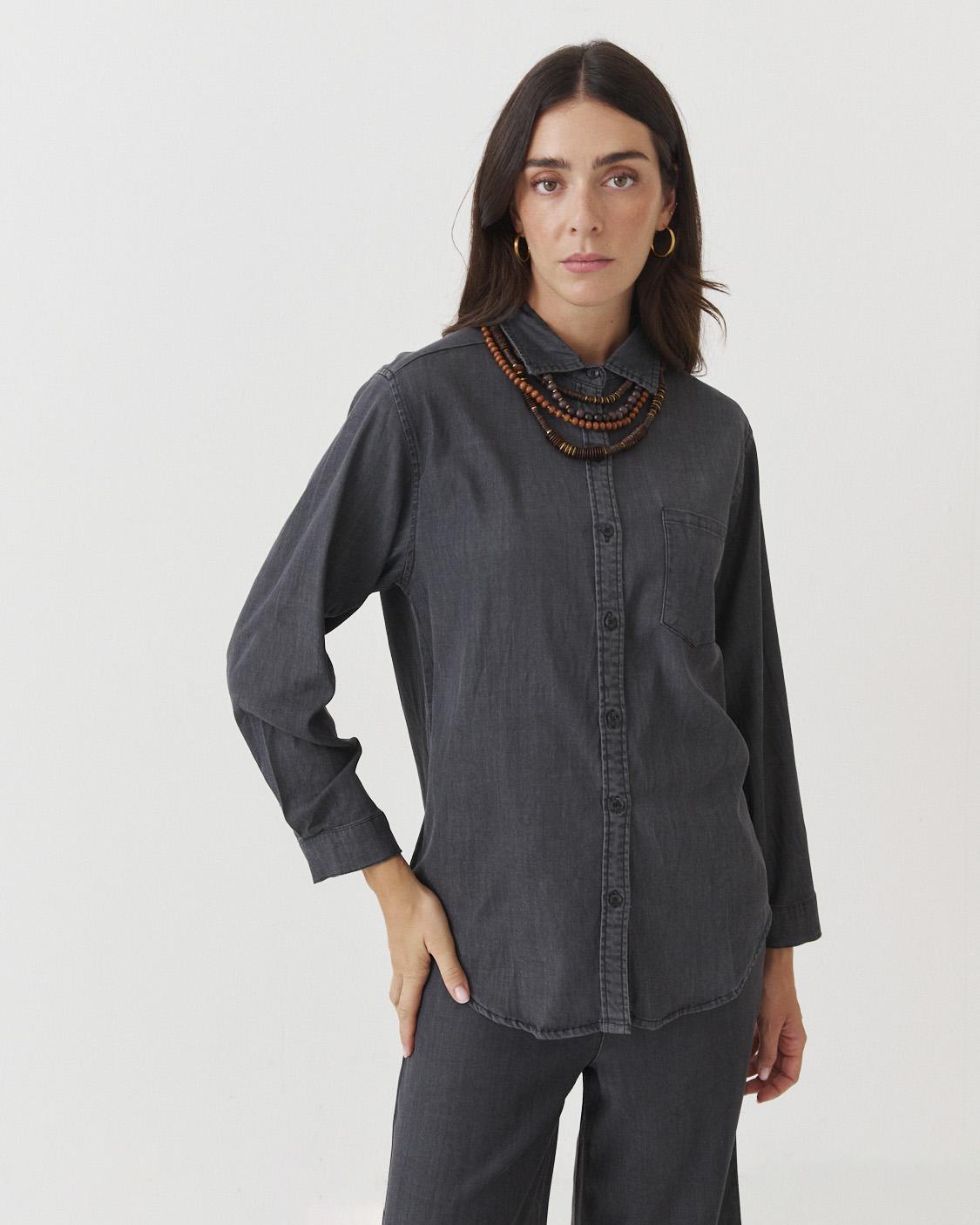 CAMISA DENIM LIGERO BOLSILLO PARCHE