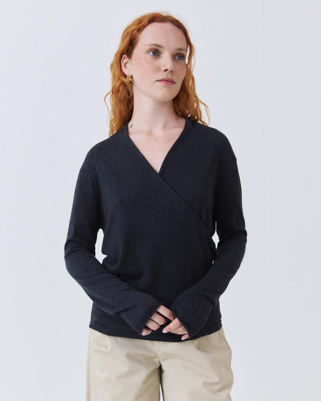 KNIT CROSS-OVER SWEATER
