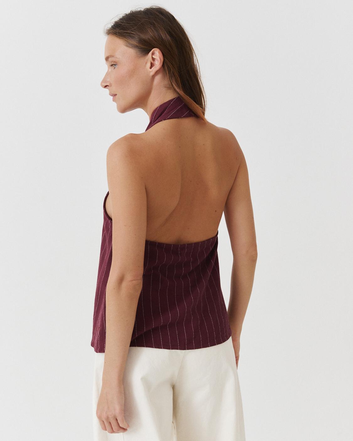 STRIPED HALTER TOP