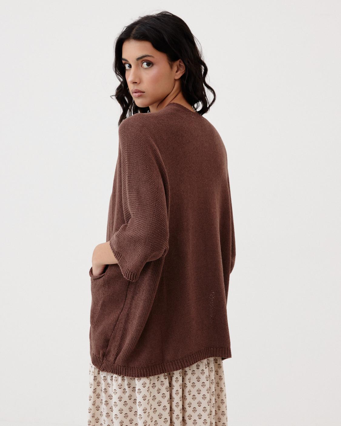 SHORT SLEEVE BATWING KNIT CARDIGAN