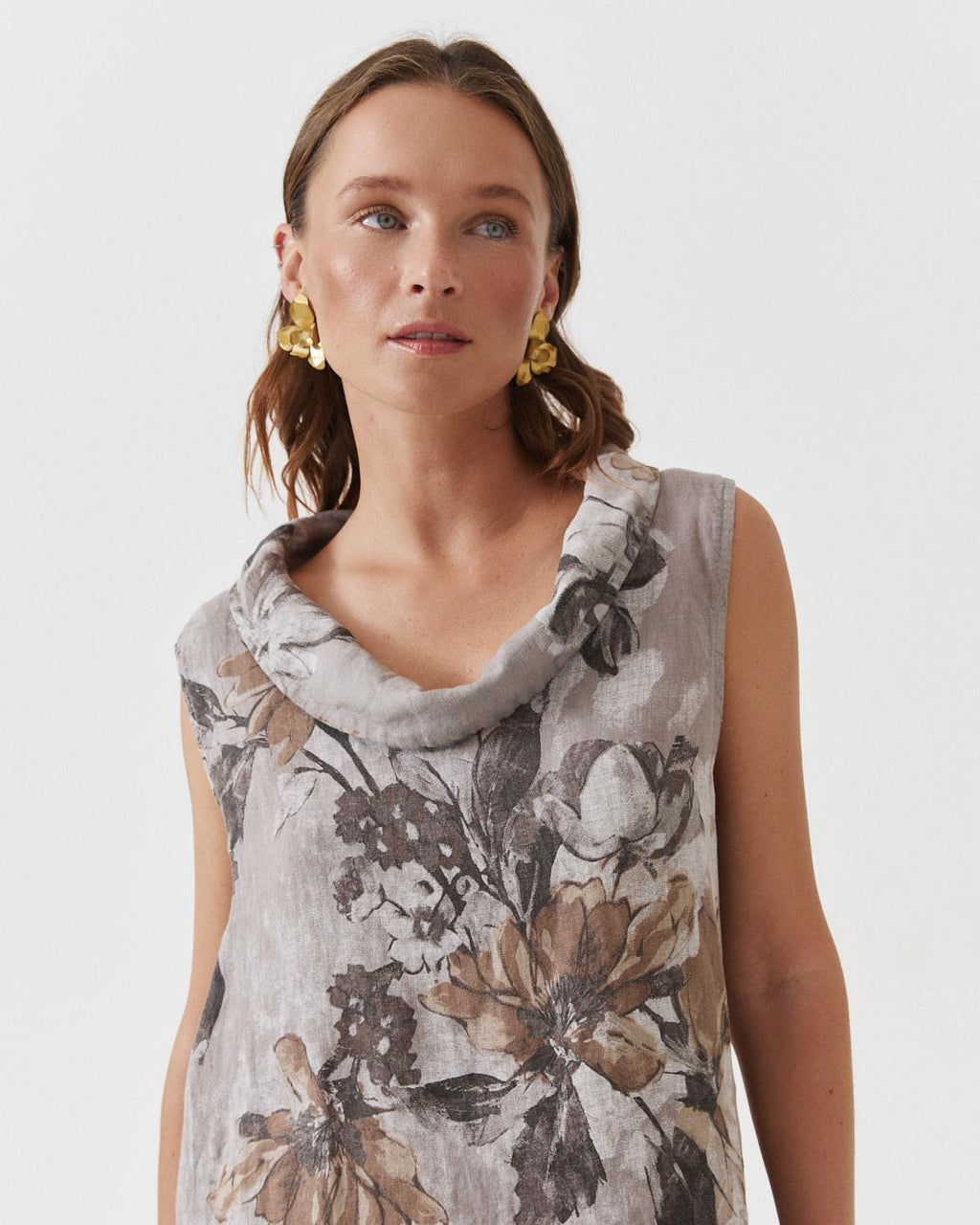 PRINTED LINEN DRESS