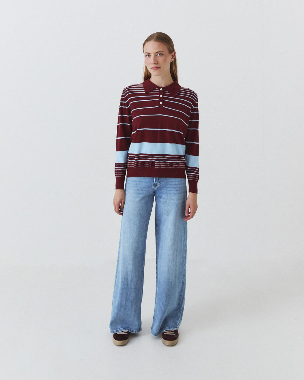STRIPED KNIT POLO SHIRT