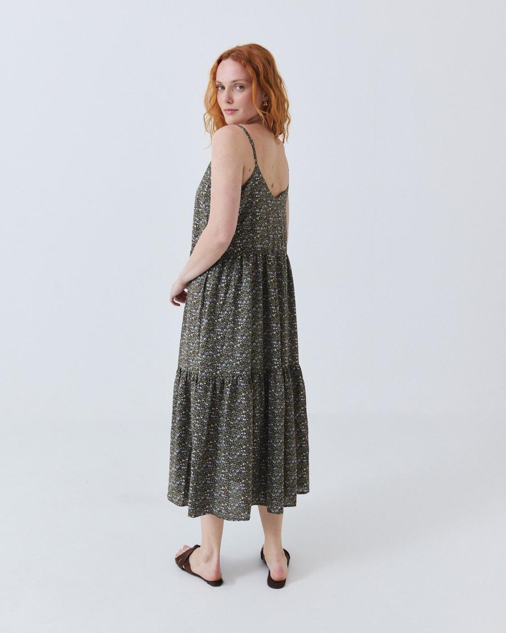 VESTIDO MIDI TIRANTES VOLANTES