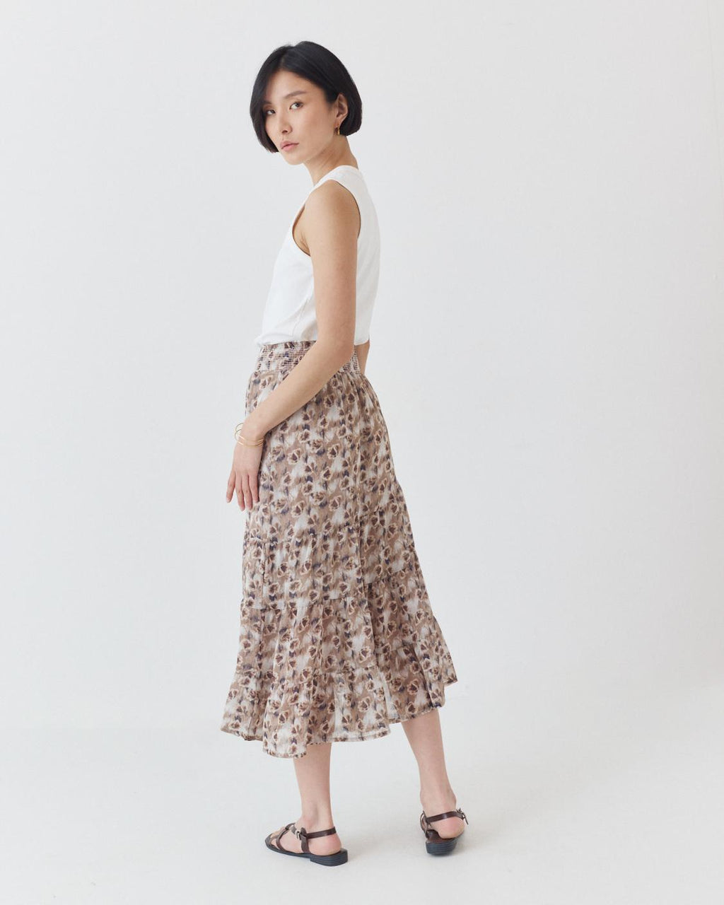 ASYMMETRIC PRINTED SKIRT