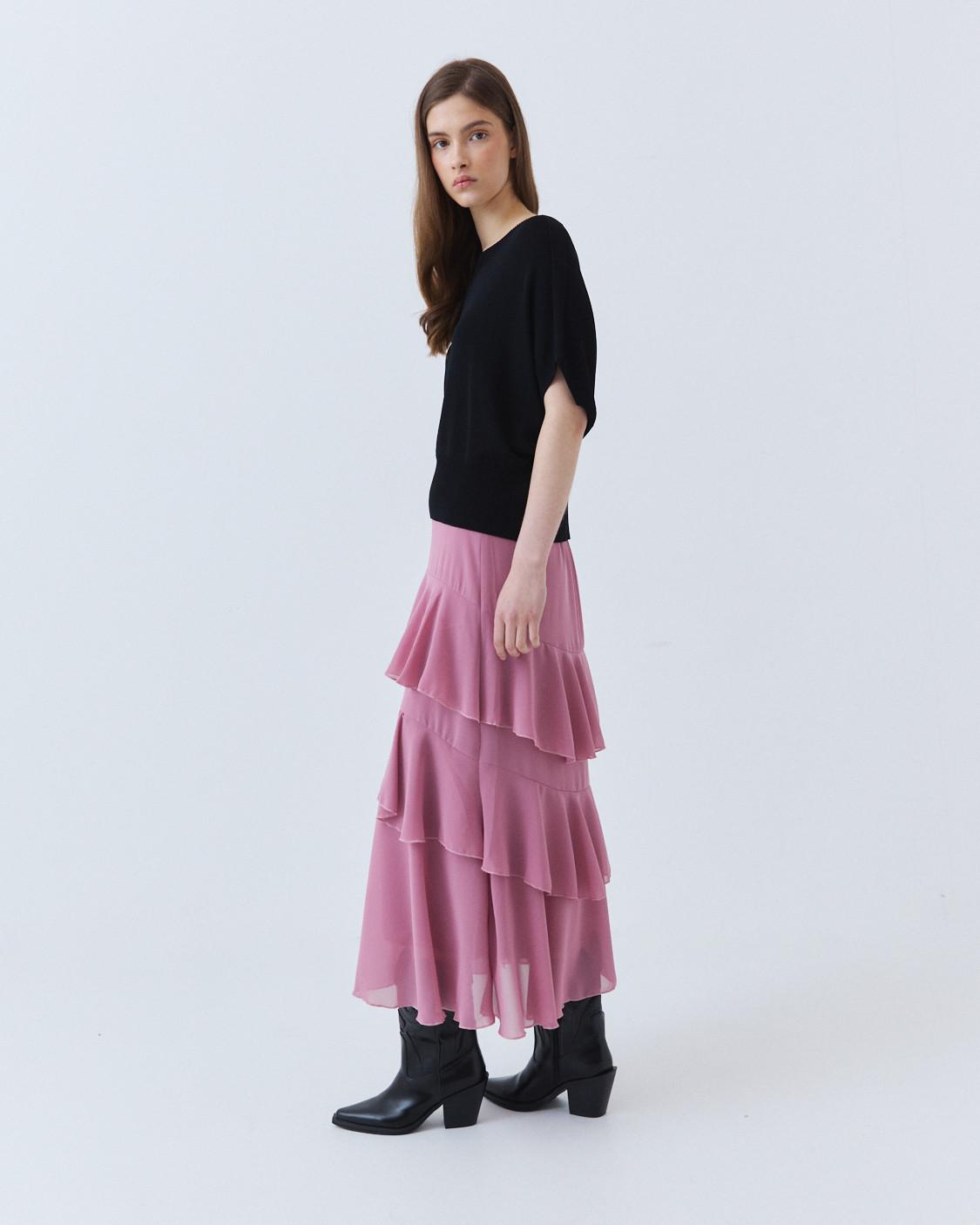 LONG TIERED RUFFLE SKIRT