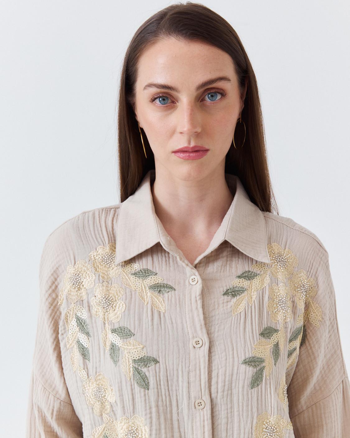 EMBROIDERED FLOWER SHIRT