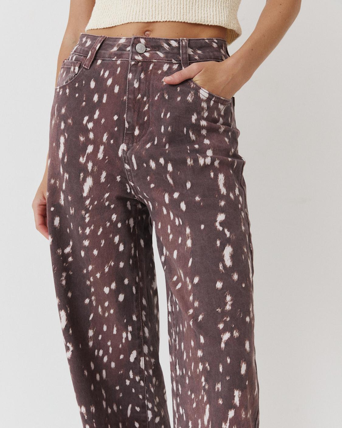 ANIMAL PRINT WIDE LEG PANTS