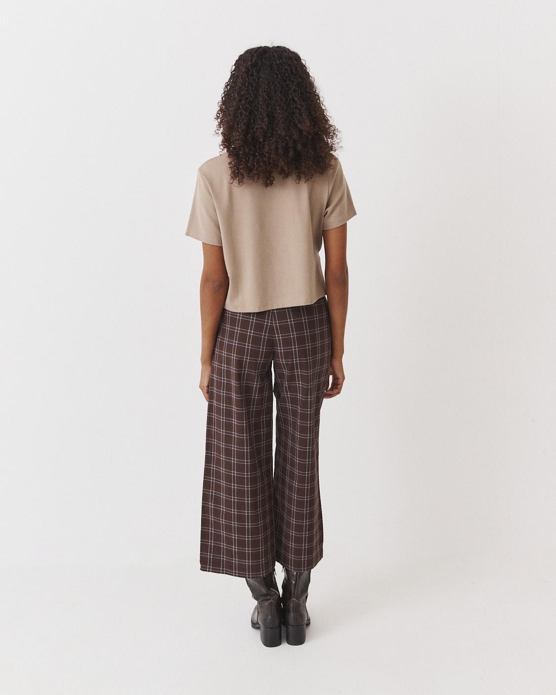PLAID WIDE LEG PANTS