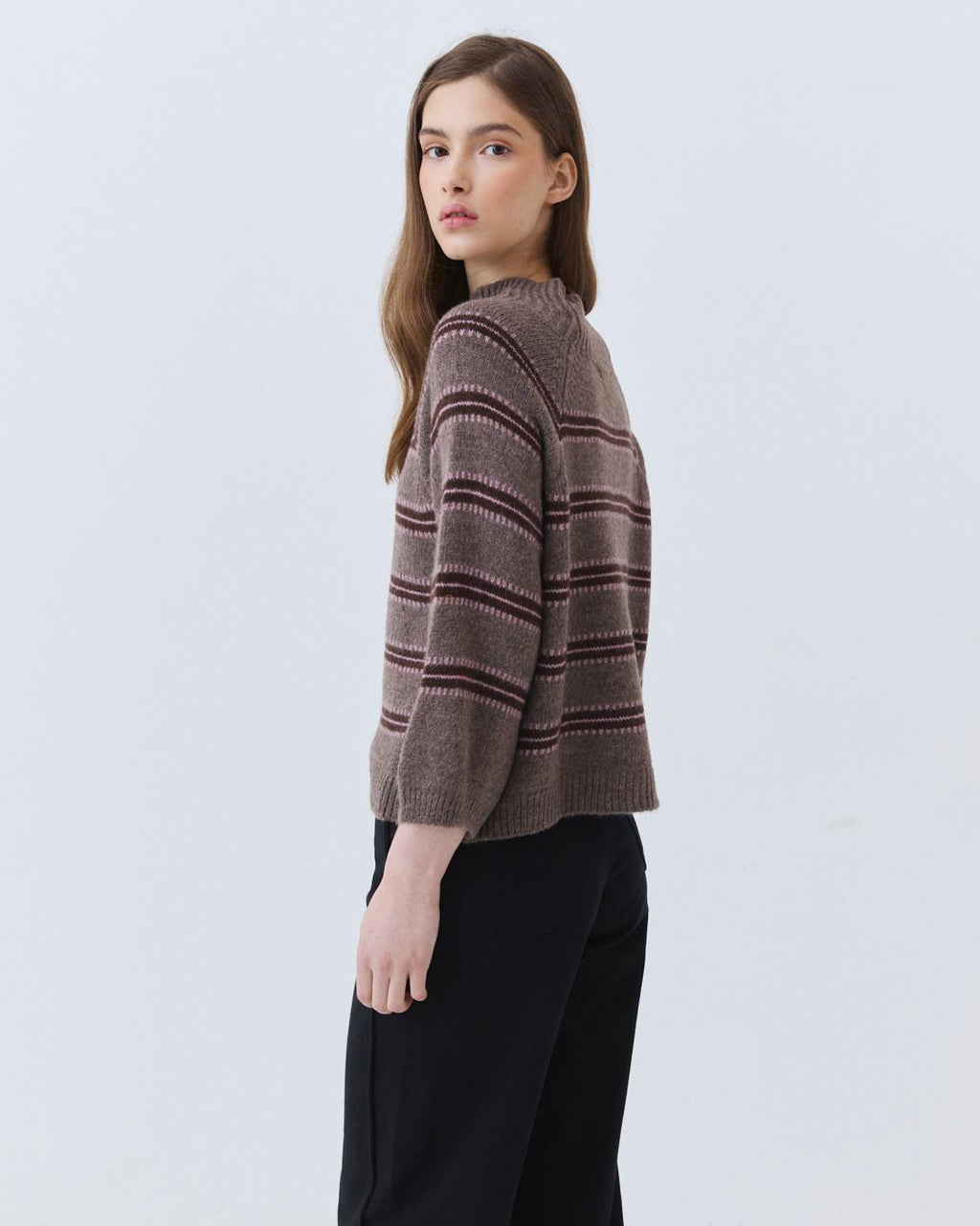 STRIPED RAGLAN-SLEEVE SWEATER